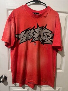 Hellstar Cracked Logo Tee Red Size Large Men